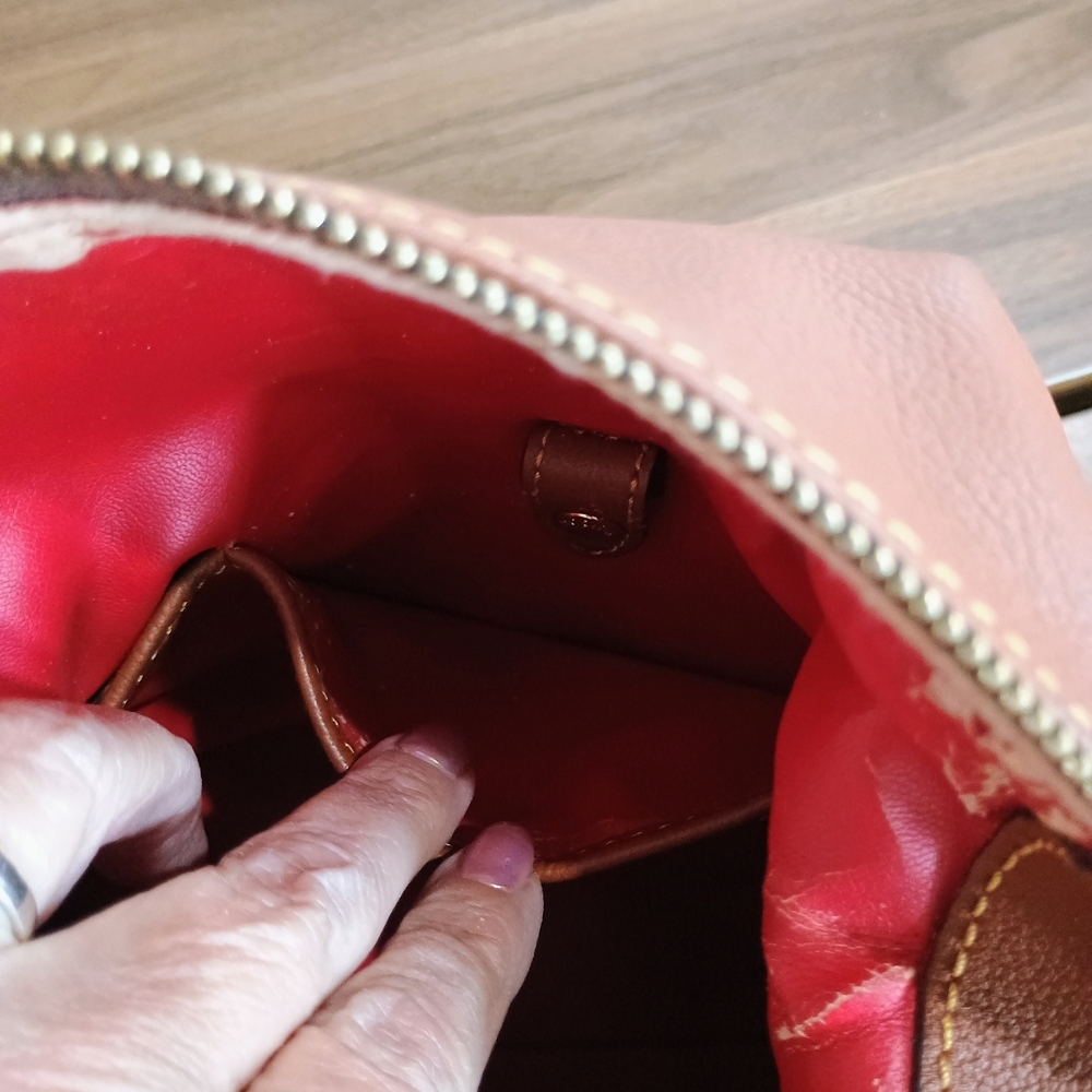 Dooney & Bourke Tan and Black Leather Hobo Bag - Picture 12 of 15